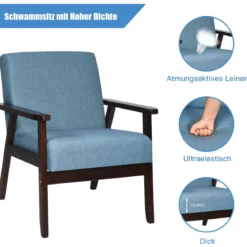 Akzentstuhl Gepolsterter Stoffstuhl 64 x 70 x 79 cm Blau