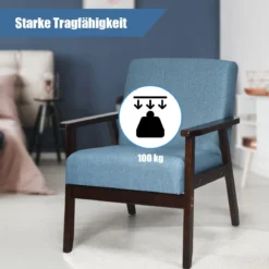 Akzentstuhl Gepolsterter Stoffstuhl 64 x 70 x 79 cm Blau