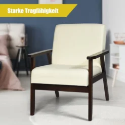Akzentstuhl Gepolsterter Stoffstuhl 64 x 70 x 79 cm Beige