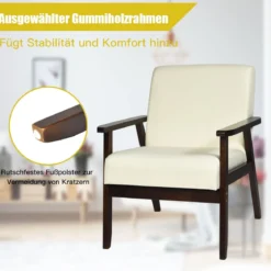 Akzentstuhl Gepolsterter Stoffstuhl 64 x 70 x 79 cm Beige