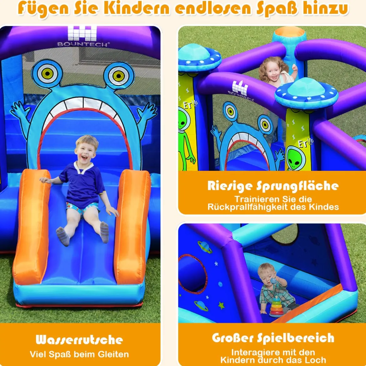 Alien Hüpfburg aufblasbar Springburg Hüpfschloss Rutsche Spielburg 331x258x178cm