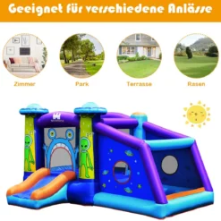 Alien Hüpfburg aufblasbar Springburg Hüpfschloss Rutsche Spielburg 331x258x178cm