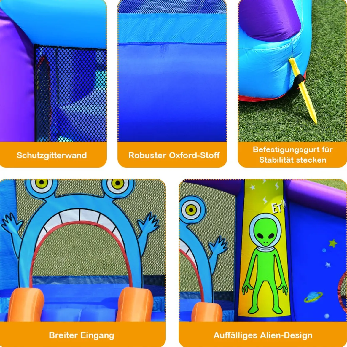 Alien Hüpfburg aufblasbar Springburg Hüpfschloss Rutsche Spielburg 331x258x178cm