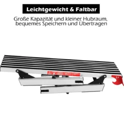 Alu Arbeitsplattform Klappwerkbank mit Antirutschmatten 126 x 52,5 x 49,5 cm Silber