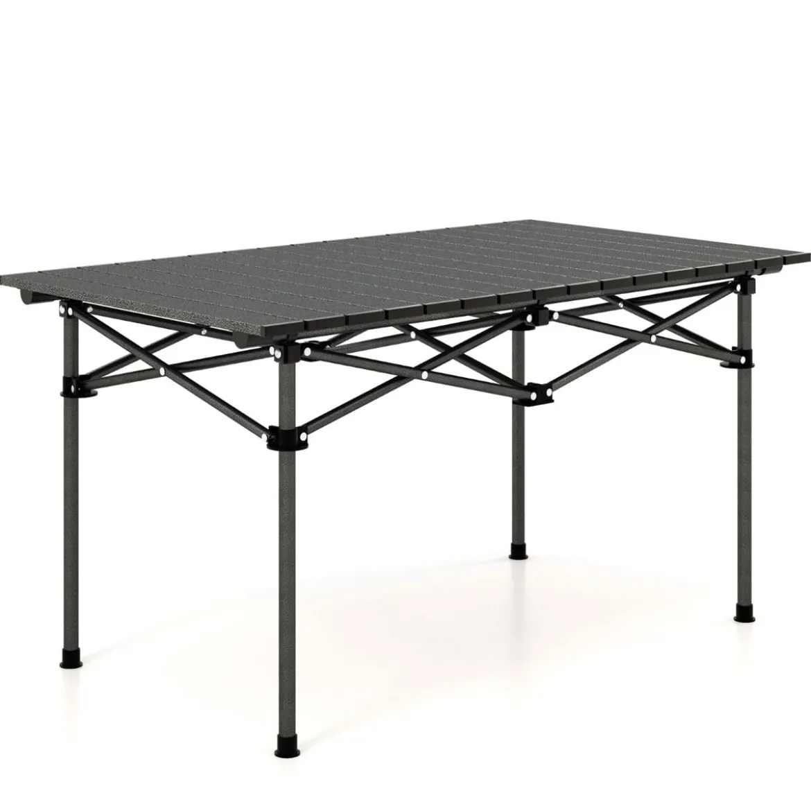Aluminium Campingtisch für 4-6 Personen klappbarer Picknicktisch mit Tragetasche Schwarz