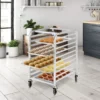 Alu Tablettwagen für 10 Tabletts mit Bremse Regalwagen bis 15 kg pro Blech Servierwagen