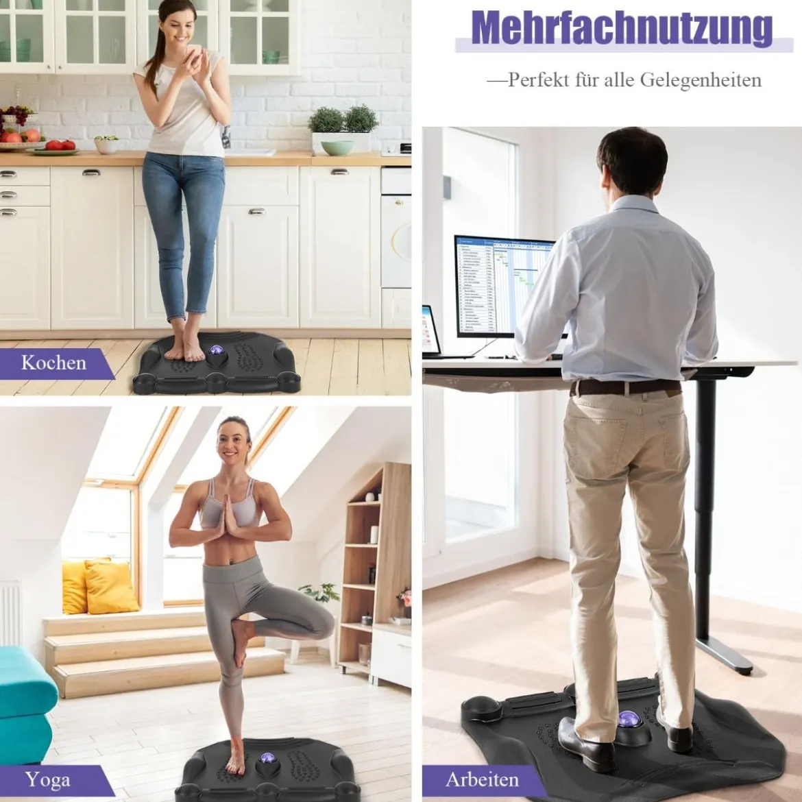 Anti-Ermüdungsmatte mit Massagepunkten & 360° Rollendem Massageball Stehmatte