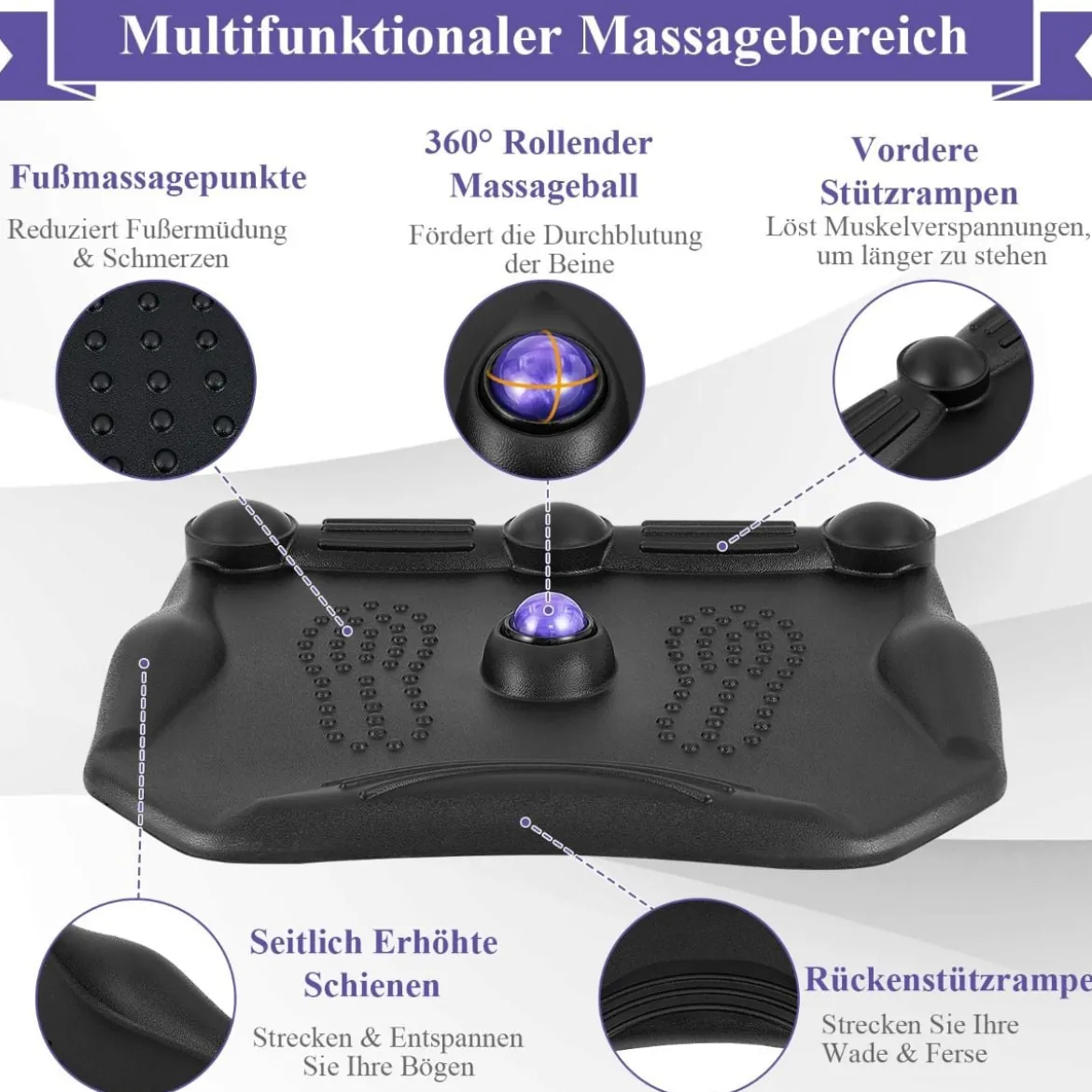 Anti-Ermüdungsmatte mit Massagepunkten & 360° Rollendem Massageball Stehmatte