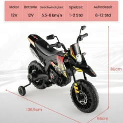 Aprilia Elektro Kindermotorrad mit Stützrädern & Musik & Scheinwerfer 12V Kinder Motorrad