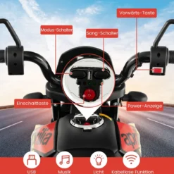 Aprilia Elektro Kindermotorrad mit Stützrädern & Musik & Scheinwerfer 12V Kinder Motorrad