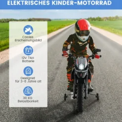 Aprilia Elektro Kindermotorrad mit Stützrädern & Musik & Scheinwerfer 12V Kinder Motorrad