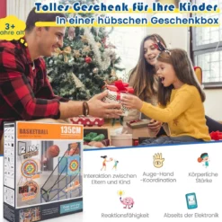 Arcade Basketball Spielset mit Anzeigetafel & Soundeffekt inkl. 2 Basketbälle & Pumpe Blau