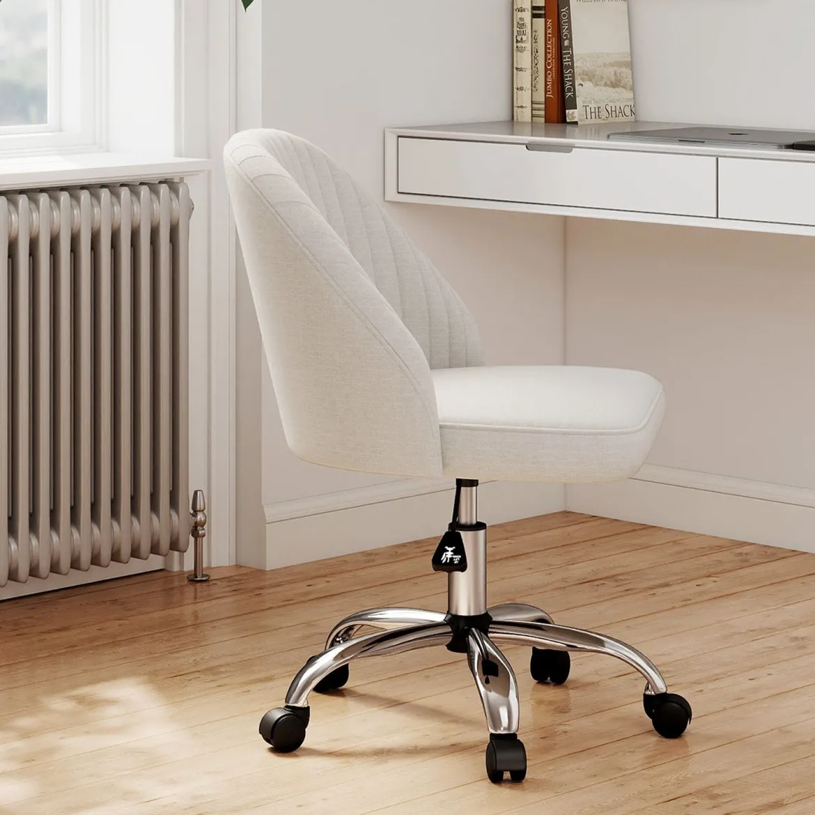 Armloser Drehstuhl Höhenverstellbarer Schminkstuhl Bürostuhl Homeoffice Stuhl Beige