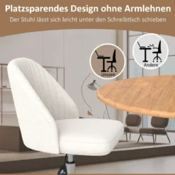 Armloser Drehstuhl Höhenverstellbarer Schminkstuhl Bürostuhl Homeoffice Stuhl Beige