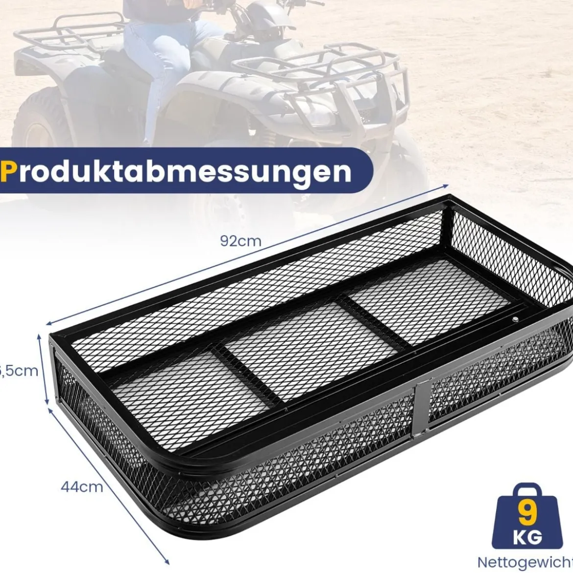 ATV-Frontladekorb Frontgepäckkorb Gepäckträgerkorb Aufbewahrungskorb 92 x 44 x 16,5 cm