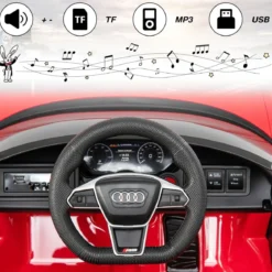 Audi RS Kinder Elektroauto mit 2,4 G Fernbedienung mit Musik und Scheinwerfer Rot