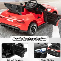 Audi RS Kinder Elektroauto mit 2,4 G Fernbedienung mit Musik und Scheinwerfer Rot