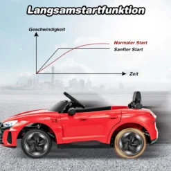 Audi RS Kinder Elektroauto mit 2,4 G Fernbedienung mit Musik und Scheinwerfer Rot