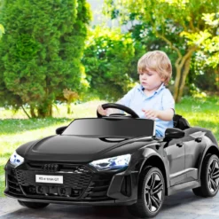 Audi RS Kinder Elektroauto mit 2,4 G Fernbedienung mit Musik und Scheinwerfer Schwarz