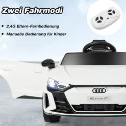 Audi RS Kinder Elektroauto mit 2,4 G Fernbedienung mit Musik und Scheinwerfer Weiß