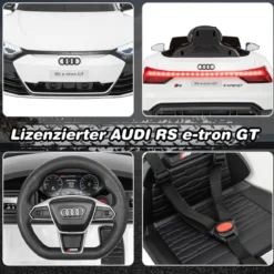 Audi RS Kinder Elektroauto mit 2,4 G Fernbedienung mit Musik und Scheinwerfer Weiß