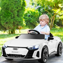 Audi RS Kinder Elektroauto mit 2,4 G Fernbedienung mit Musik und Scheinwerfer Weiß