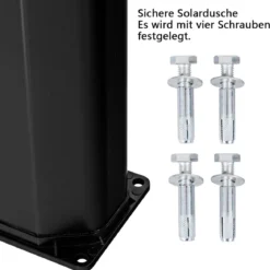 Außendusche 35 L Garten Solardusche Pooldusche mit zwei Wasserhähne 220 cm Schwarz kein Stromanschluss