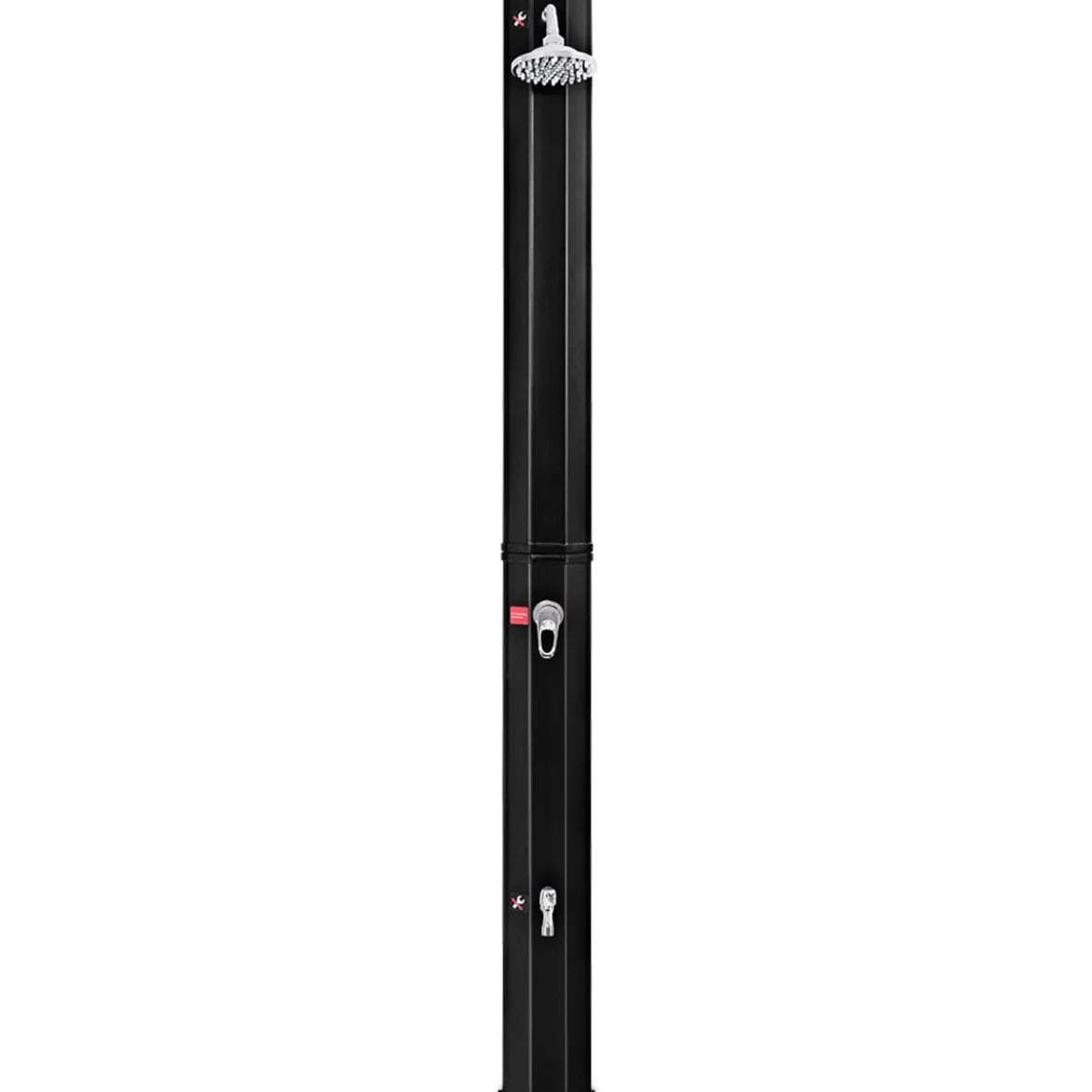 Außendusche 35 L Garten Solardusche Pooldusche mit zwei Wasserhähne 220 cm Schwarz kein Stromanschluss