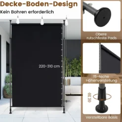Außen Senkrechtmarkise Höhenverstellbare & Ausziehbare Vertikalmarkise 150 x 220-310 cm