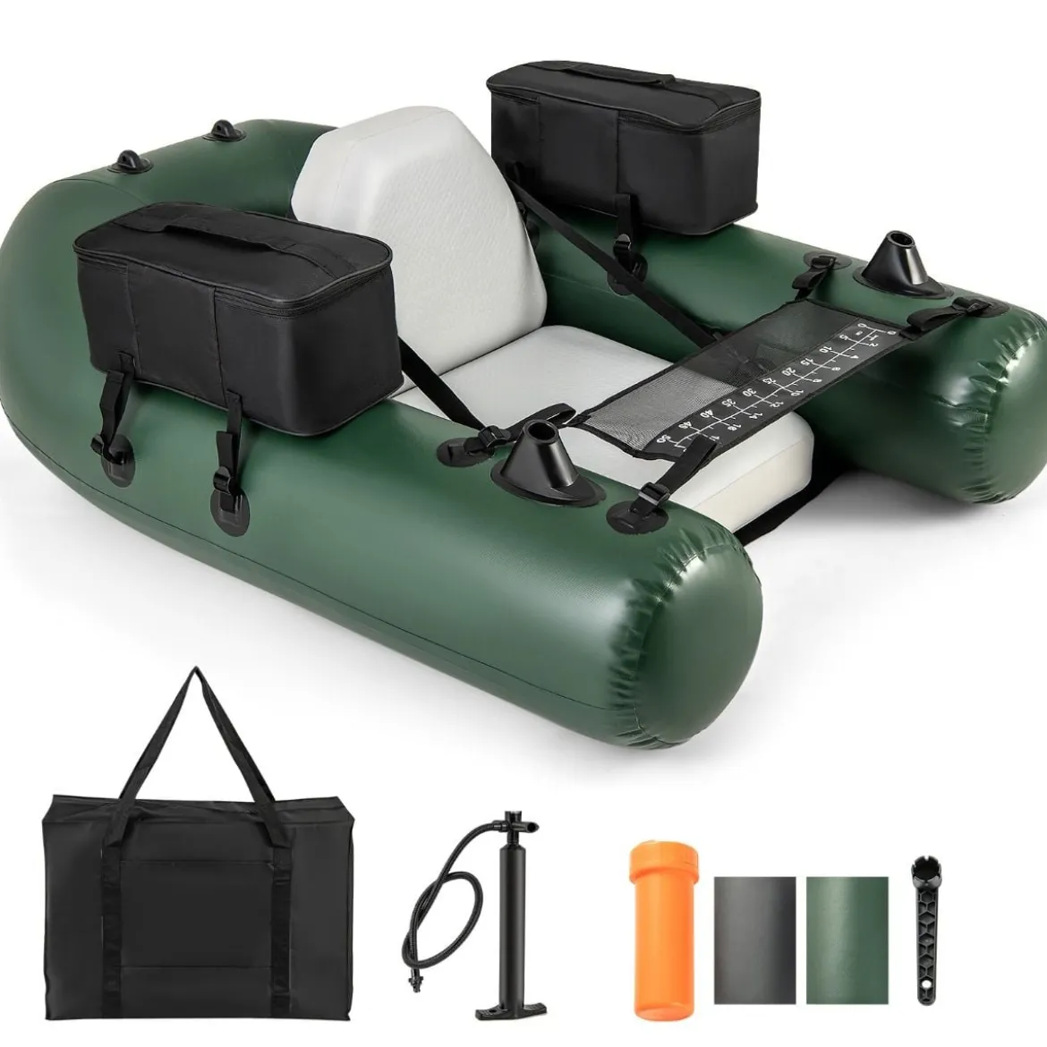 Aufbelasbares Fischerboot Schlauchboot Angelboot mit Rückenlehne Paddelboot 157 x 114 x 35 cm