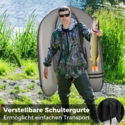 Aufbelasbares Schlauchboot Angelboot mit Verstellbarer Rückenlehne 135 x 109 x 54 cm Tarnung/Beige/Grau/Grün