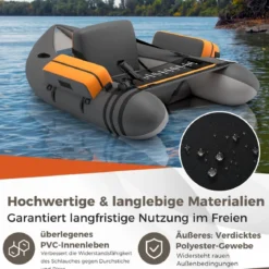 Aufbelasbares Schlauchboot Angelboot mit Verstellbarer Rückenlehne 135 x 109 x 54 cm Tarnung/Beige/Grau/Grün