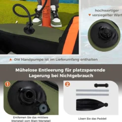 Aufbelasbares Schlauchboot Angelboot mit Verstellbarer Rückenlehne 135 x 109 x 54 cm Tarnung/Beige/Grau/Grün