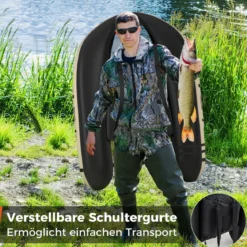 Aufbelasbares Schlauchboot Angelboot mit Verstellbarer Rückenlehne 135 x 109 x 54 cm Tarnung/Beige/Grau/Grün