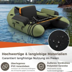Aufbelasbares Schlauchboot Angelboot mit Verstellbarer Rückenlehne 135 x 109 x 54 cm Tarnung/Beige/Grau/Grün