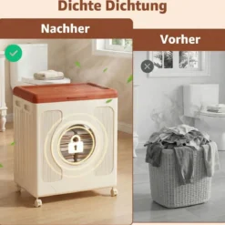 Aufbewahrungsbox für Kleidung mit Deckel und Rollen 122 L rollbarer Wäschekorb Orange