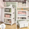 Aufbewahrungsbox mit Deckel faltbar Boxen Aufbewahrung 3er Set Kunststoffbox stapelbar Weiß (105 L)