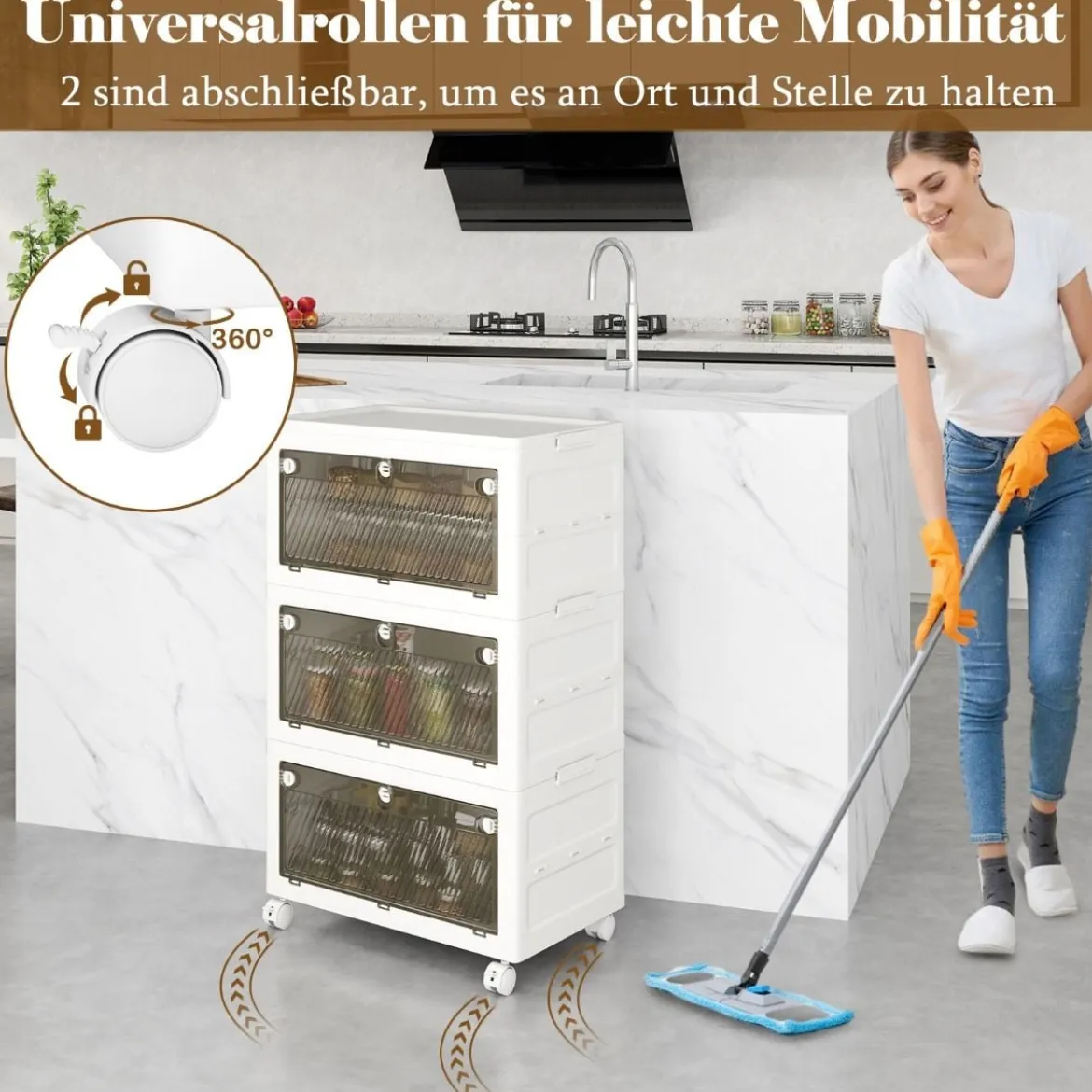 Aufbewahrungsbox mit Deckel Stapelboxen faltbar Aufbewahrungsbehälter mit Zweiweg-Türen 3/4-stufig