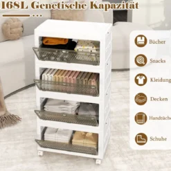 Aufbewahrungsbox mit Deckel Stapelboxen faltbar Aufbewahrungsbehälter mit Zweiweg-Türen 3/4-stufig
