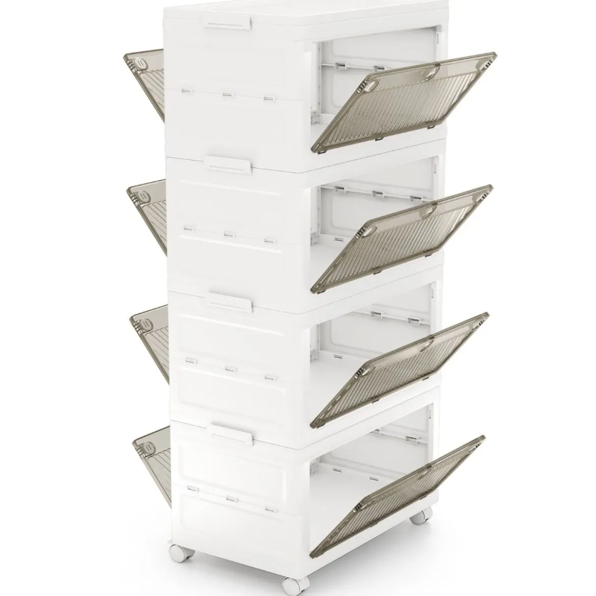 Aufbewahrungsbox mit Deckel Stapelboxen faltbar Aufbewahrungsbehälter mit Zweiweg-Türen 3/4-stufig
