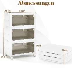 Aufbewahrungsbox mit Deckel Stapelboxen faltbar Aufbewahrungsbehälter mit Zweiweg-Türen 3/4-stufig