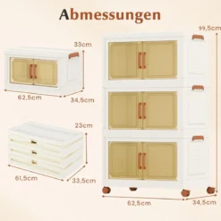 Aufbewahrungsbox mit Deckel & Rollen & Transparenten Türen Faltbare Stapelboxen Kunststoffbox