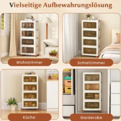 Aufbewahrungsbox mit Deckel & Rollen & Transparenten Türen Faltbare Stapelboxen Kunststoffbox