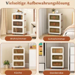 Aufbewahrungsbox mit Deckel & Rollen & Transparenten Türen Faltbare Stapelboxen Kunststoffbox