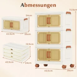 Aufbewahrungsbox mit Deckel & Rollen & Transparenten Türen Faltbare Stapelboxen Kunststoffbox