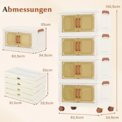 Aufbewahrungsbox mit Deckel & Rollen & Transparenten Türen Faltbare Stapelboxen Kunststoffbox