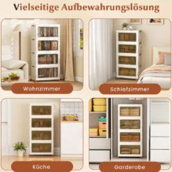 Aufbewahrungsbox mit Deckel & Rollen & Transparenten Türen Faltbare Stapelboxen Kunststoffbox