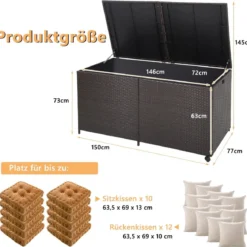 Aufbewahrungsbox mit 662 L Fassungsvermögen 150 x 77 x 73 cm
