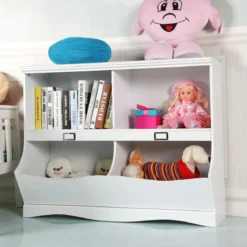 Aufbewahrungsregal mit Behältern Spielzeugregal für Kinder 105,5 x 39,5 x 84 cm Weiß