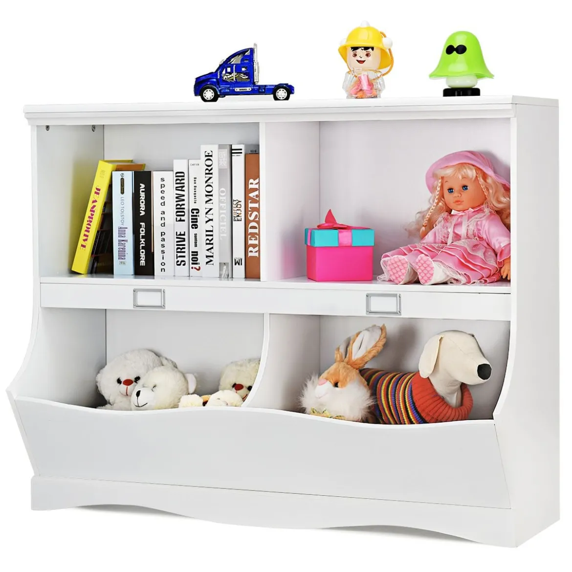 Aufbewahrungsregal mit Behältern Spielzeugregal für Kinder 105,5 x 39,5 x 84 cm Weiß